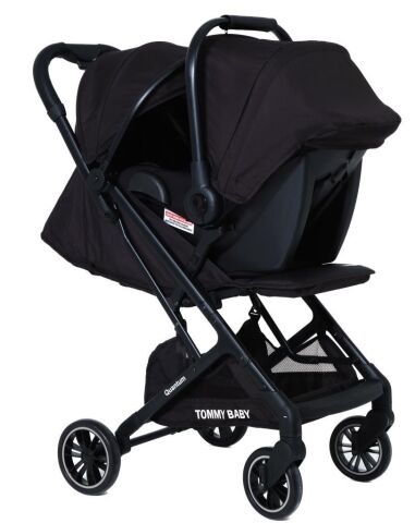 TommyBaby Quantum Kabin Travel Bebek Arabası Kabin Boy Bebek Arabası Pedli Katlanabilir Yağmurluk Hediye SİYAH