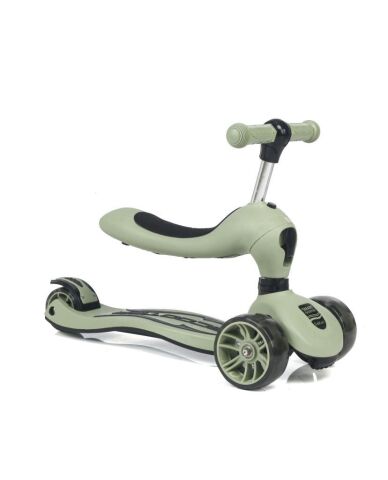 Smart Oturaklı Çocuk Scooter 3 Tekerlekli Işıklı Ledli Scooter Yükseklik Ayarlı 1-5 Yaş ASKERİ MAVİ