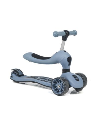 Smart Oturaklı Çocuk Scooter 3 Tekerlekli Işıklı Ledli Scooter Yükseklik Ayarlı 1-5 Yaş ASKERİ YEŞİL