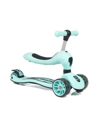 Smart Oturaklı Çocuk Scooter 3 Tekerlekli Işıklı Ledli Scooter Yükseklik Ayarlı 1-5 Yaş ASKERİ MAVİ