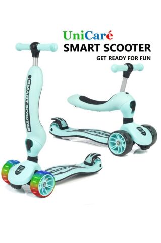 Smart Oturaklı Çocuk Scooter 3 Tekerlekli Işıklı Ledli Scooter Yükseklik Ayarlı 1-5 Yaş BEBE MAVİSİ