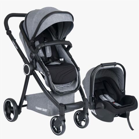 Tommybaby Toranto Black Vip Travel Sistem Bebek Arabası + Puset FÜME