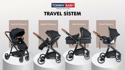 Tommybaby Toranto Black Vip Travel Sistem Bebek Arabası + Puset