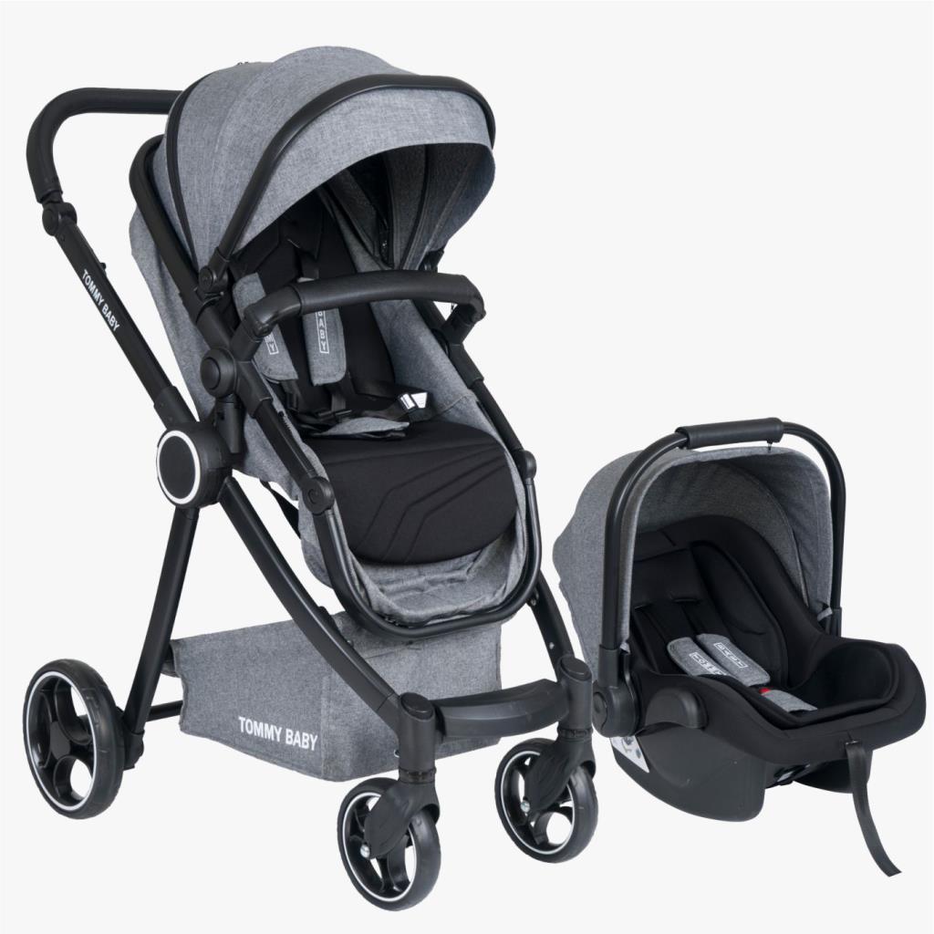Tommybaby Toranto Black Vip Travel Sistem Bebek Arabası + Puset GRİ