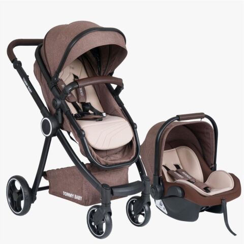 Tommybaby Toranto Black Vip Travel Sistem Bebek Arabası + Puset KAHVERENGİ