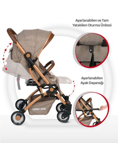 Tommybaby Golf Kabin Bebek Arabası Gold Kabin Boy KAHVERENGİ