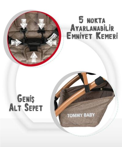 Tommybaby Golf Kabin Bebek Arabası Gold Kabin Boy KAHVERENGİ