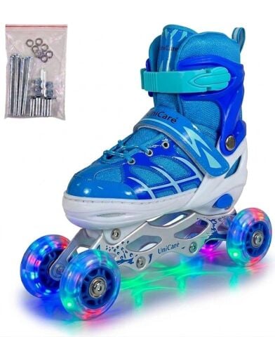 Tommybaby Paten Işıklı Ayarlanabilir (2+2 veya 2+1+1) Işıklı Ledli Çocuk Pateni MAVİ - 38-41(L)