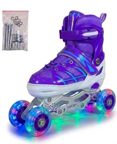 Tommybaby Paten Işıklı Ayarlanabilir (2+2 veya 2+1+1) Işıklı Ledli Çocuk Pateni MAVİ - 38-41(L)
