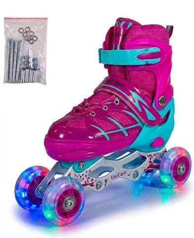 Tommybaby Paten Işıklı Ayarlanabilir (2+2 veya 2+1+1) Işıklı Ledli Çocuk Pateni PEMBE - 30-33(S)