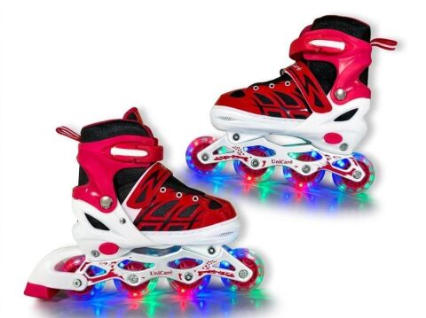 Tommybaby Paten Işıklı Ayarlanabilir (2+2 veya 2+1+1) Işıklı Ledli Çocuk Pateni 30-33(S) - KIRMIZI