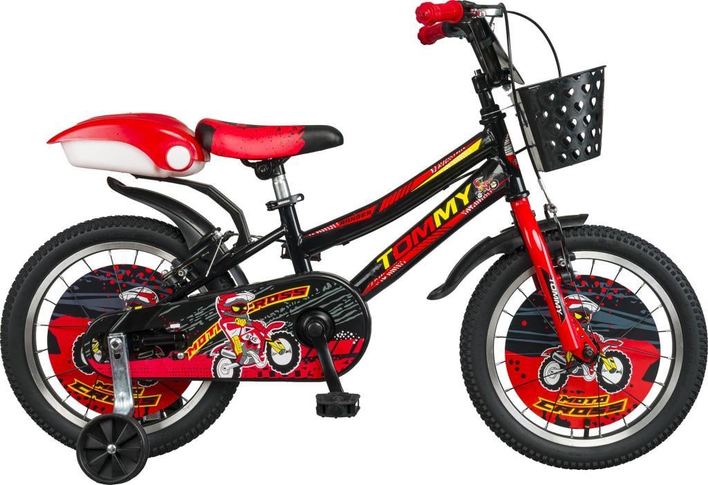 TommyBike 16 jant Lüx Aksesuarlı Cocuk Bisikleti 5-8 Yaş KIRMIZI