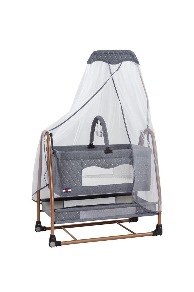 TommyBaby Rüya Tüllü Sepet Beşik Sallanabilir Bebek Beşiği Tüllü Beşik GRİ