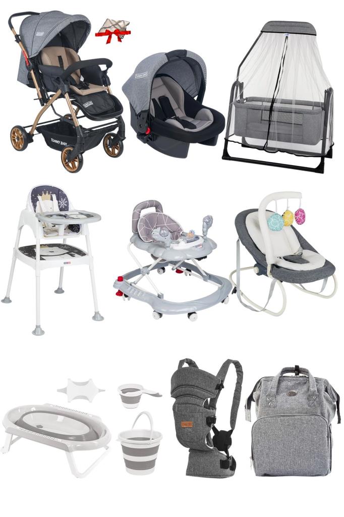 14 Parça Çeyiz Seti BebekArabası,Puset,Anakucağı,Yürüteç,Mamasandalyesi,Beşik,Kanguru,Çanta,Küvettkm