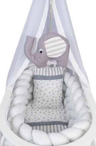 TommyBaby Lina Sepet Beşik Ahşap Beşik Örgülü Uyku Setli Doğal Ahşap Beşik BEYAZ