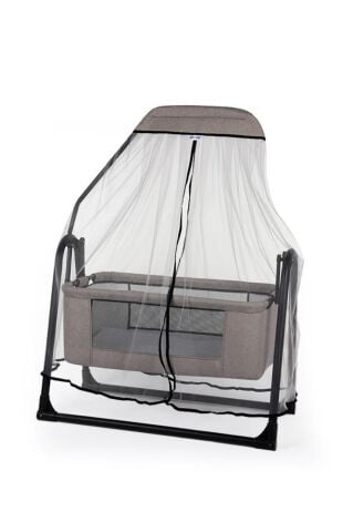 TommyBaby Sude Tüllü Sepet Beşik Sallanabilir Bebek Beşiği Tüllü Beşik SİYAH