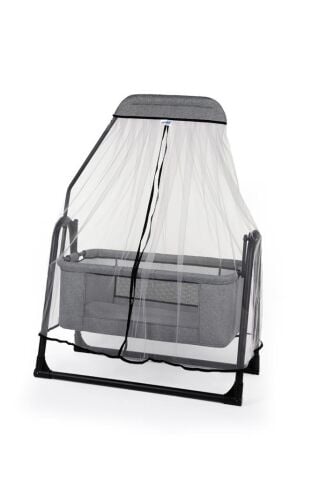 TommyBaby Sude Tüllü Sepet Beşik Sallanabilir Bebek Beşiği Tüllü Beşik GRİ