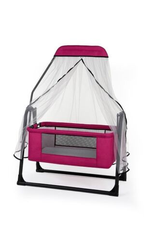 TommyBaby Sude Tüllü Sepet Beşik Sallanabilir Bebek Beşiği Tüllü Beşik KIRMIZI