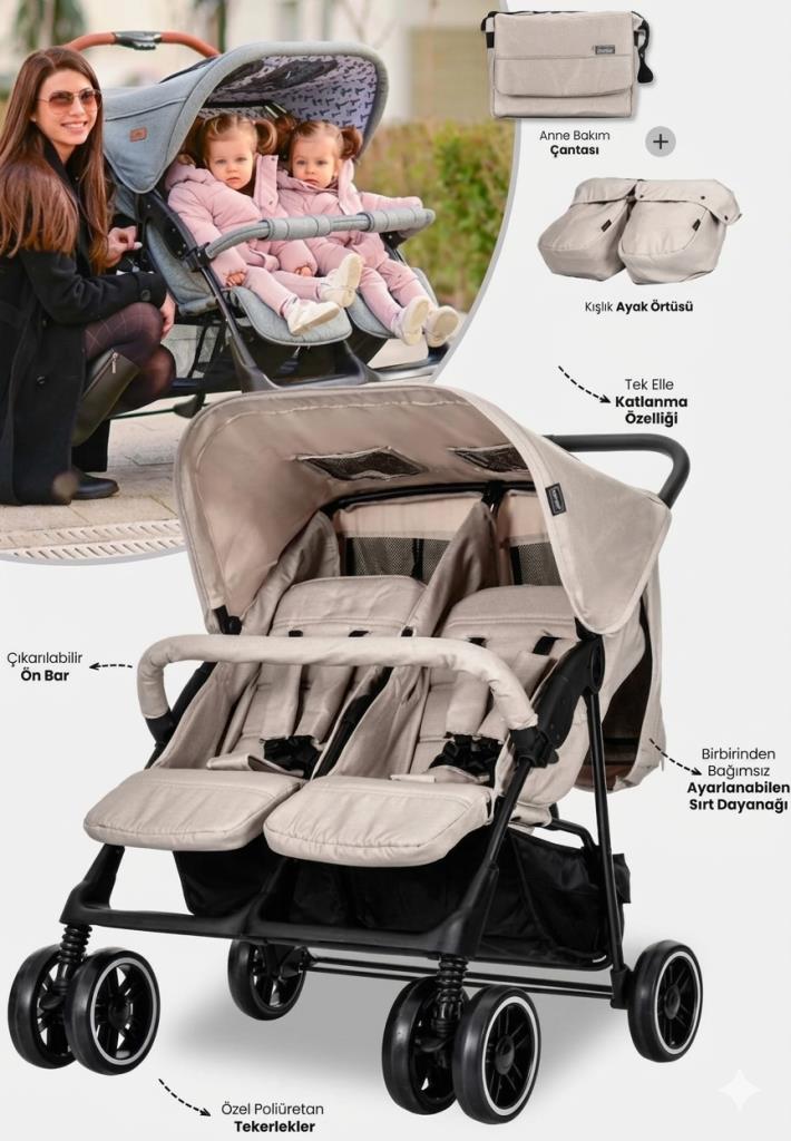 Twin Ikiz Bebek Arabasıı BEJ
