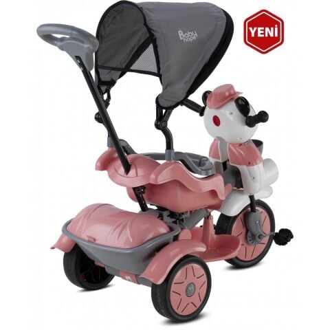 Babyhope 127 Little Panda 3 Tekerlekli İtmeli Bisiklet PASTEL PEMBE
