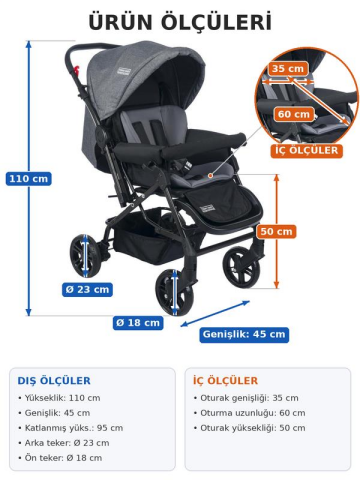 TommyBaby Elegant Çift Yönlü Bebek Arabası Puset