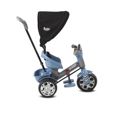 Babyhope Bobo Speed Tenteli İtmeli 3 Teker Bisklet Mavi/Sarı