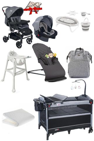 13 Parça Çeyiz Seti Bebek Arabası Puset Oyun Parkı Anakucağı Mama Sandalyesi KüvetTakımıBebekBakımÇantası KAHVERENGİ