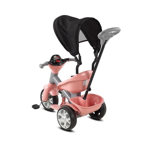 Babyhope Bobo Speed Tenteli İtmeli 3 Teker Bisklet PEMBE-GRİ