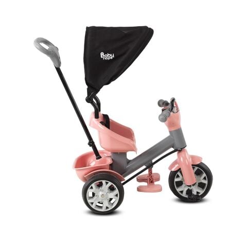 Babyhope Bobo Speed Tenteli İtmeli 3 Teker Bisklet PEMBE-GRİ