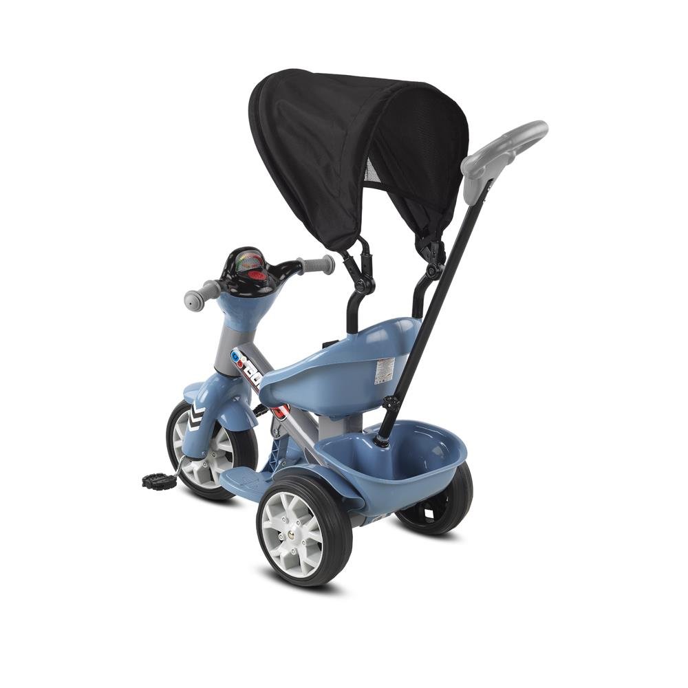 Babyhope Bobo Speed Tenteli İtmeli 3 Teker Bisklet MAVİ-GRİ