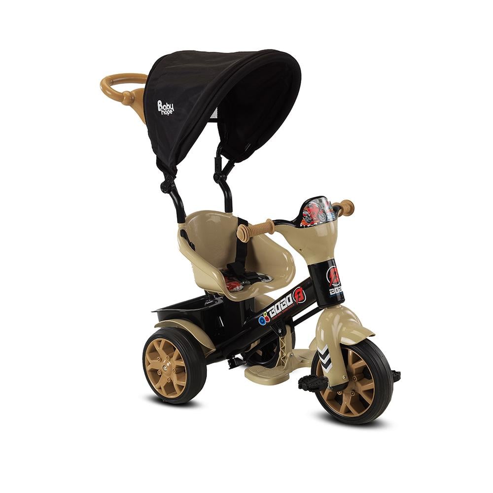 Babyhope Bobo Speed Tenteli İtmeli 3 Teker Bisklet KAHVERENGİ