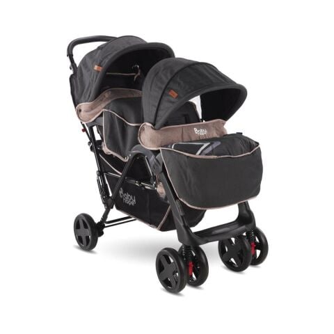 Babyhope P - 738 Arka Arkaya İkiz bebek arabası SİYAH
