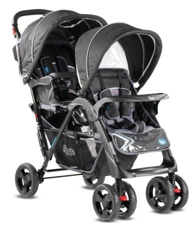 Babyhope P - 738 Arka Arkaya İkiz bebek arabası SİYAH