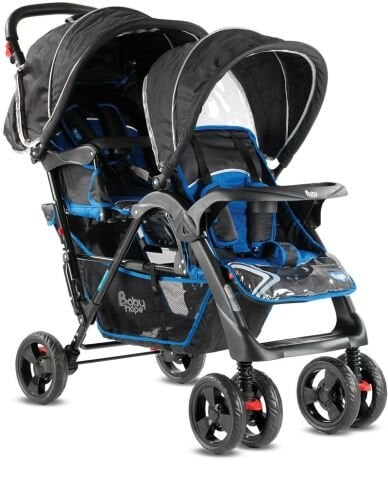 Babyhope P - 738 Arka Arkaya İkiz bebek arabası SİYAH