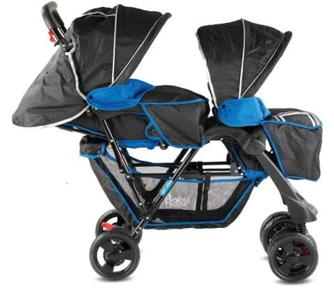 Babyhope P - 738 Arka Arkaya İkiz bebek arabası SİYAH