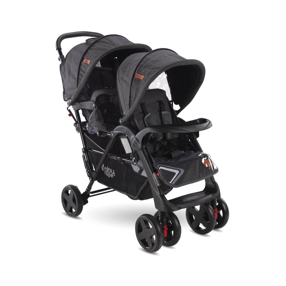 Babyhope P - 738 Arka Arkaya İkiz bebek arabası SİYAH