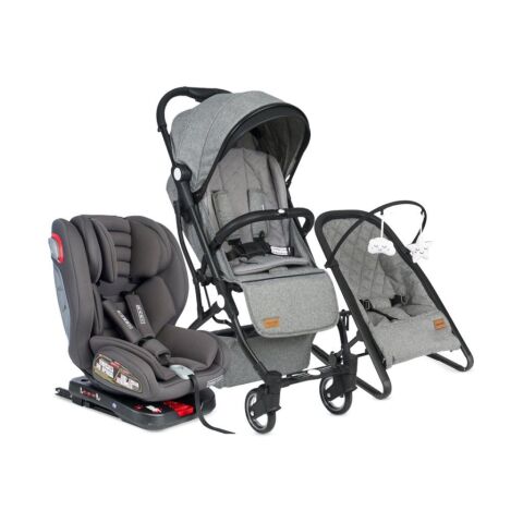 TommyBaby Opera 3 lü Set Kabin Bebek Arabası Oto Koltuk Anakucağı GRİ