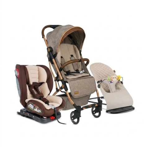 TommyBaby Opera 3 lü Set Kabin Bebek Arabası Oto Koltuk Anakucağı KAHVERENGİ