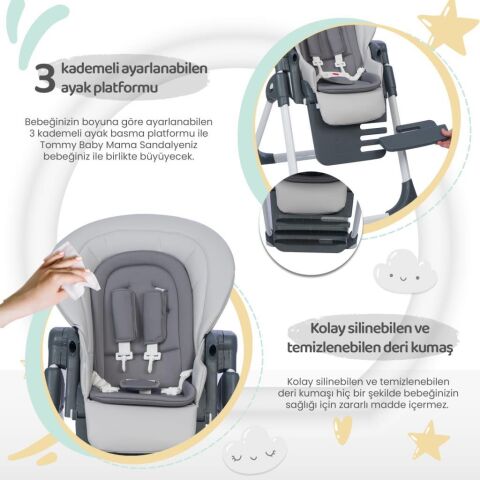 TommyBaby Premium Lüx Mama Sandalyesi SİYAH
