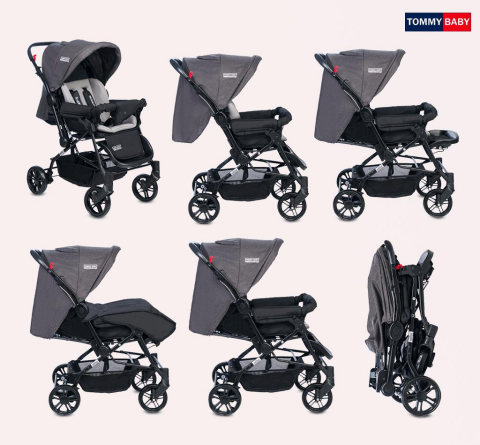 TommyBaby Elegant Travel  Çift Yönlü Bebek Arabası Seyahat Sistem Puset GRİ