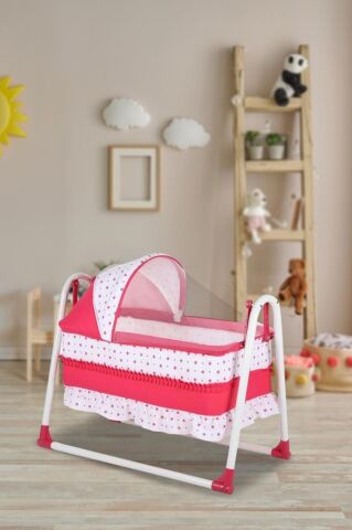 TommyBaby Yuvam Lüx Sepet Beşik Portatif Bebek Beşiği Sallanır Beşik KIRMIZI