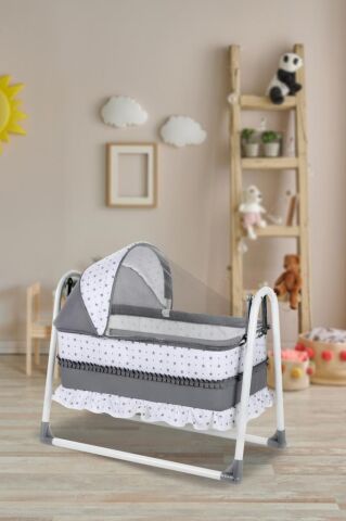 TommyBaby Yuvam Lüx Sepet Beşik Portatif Bebek Beşiği Sallanır Beşik GRİ