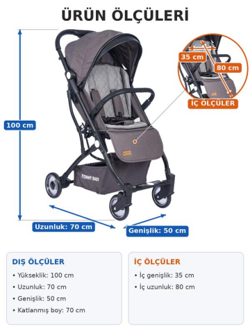 TommyBaby Mia Kabin Travel Bebek Arabası Black Kabin Boy ANTRASİT