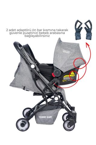 TommyBaby Mia Kabin Travel Bebek Arabası Black Kabin Boy GRİ