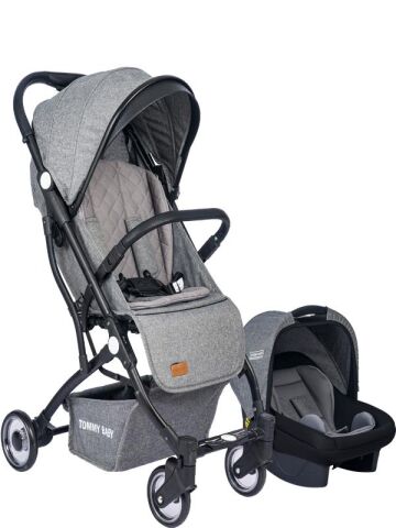 TommyBaby Mia Kabin Travel Bebek Arabası Black Kabin Boy GRİ