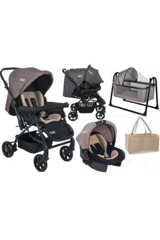 Tommybaby Elegant Yenidoğan Seti Bebek Arabası Beşik Ana Kucağı KAHVERENGİ