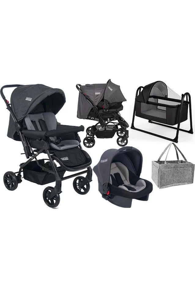 Tommybaby Elegant Yenidoğan Seti Bebek Arabası Beşik Ana Kucağı ANTRASİT