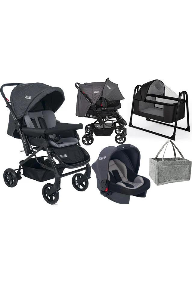 Tommybaby Elegant Yenidoğan Seti Bebek Arabası Beşik Ana Kucağı ANTRASİT