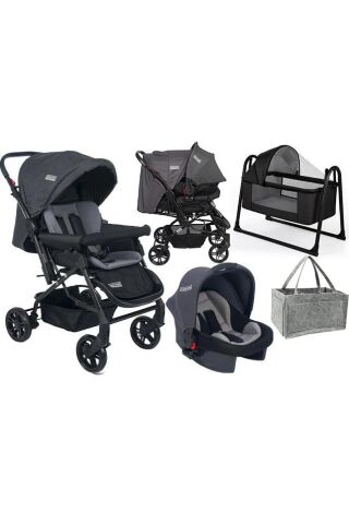 Tommybaby Elegant Yenidoğan Seti Bebek Arabası Beşik Ana Kucağı ANTRASİT
