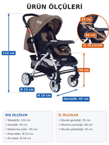 Tommybaby Eagle Alüminyum Lüx Çift Yön Bebek Arabası BEJ